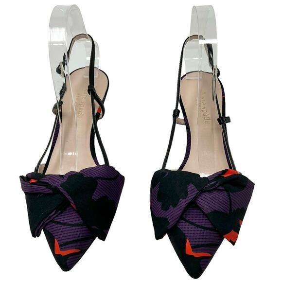 NWOB Kate Spade Marielle Floral Sling Back Kitten Heels Size 7 - Picture 3 of 7